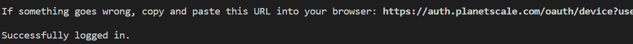 Login success message